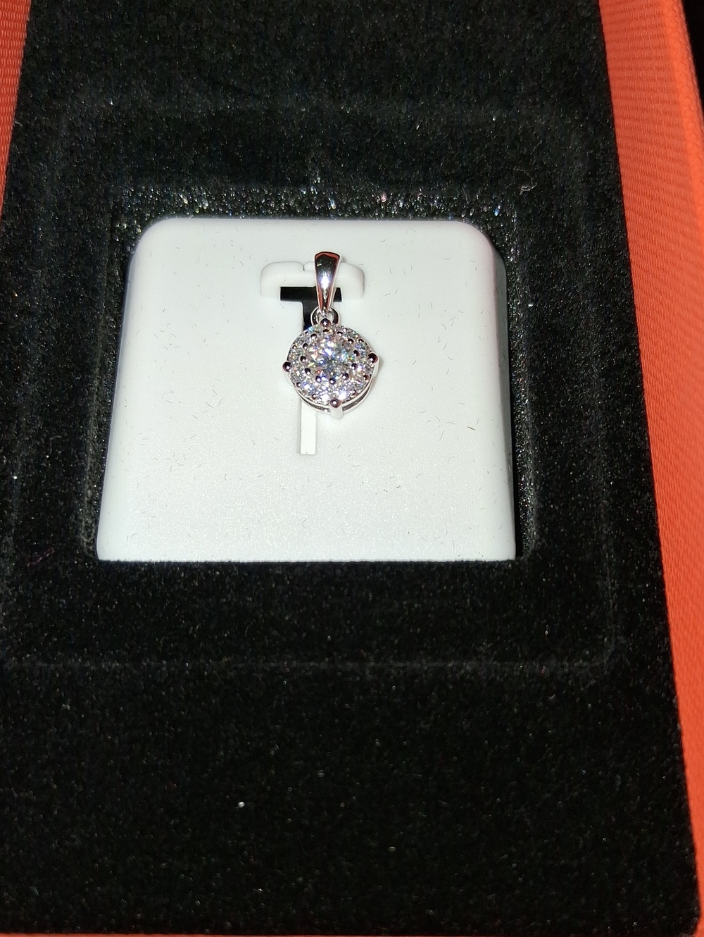 Women's Sterling Silver And Moissanite Halo Engagement Ring And Free Charm - Picture 4 of 7